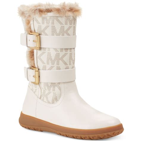 michael kors white boots with fur|michael kors monogram boots.